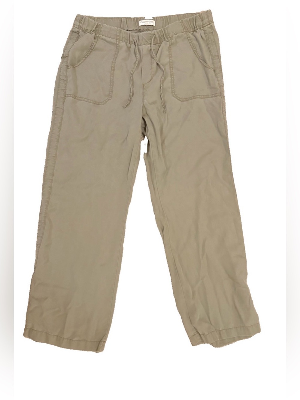 Coldwater Creek Natural Fit Tencel Lyocell Pants Olive Green Size 14 Drawstring